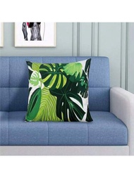 綠色清新植物圖案北歐枕套坐墊套，模型房枕頭沙發靠墊套
