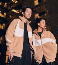 nike 毛毛外套 奶茶色 杏色 beige 2 way big swoosh reversible boa jacket
