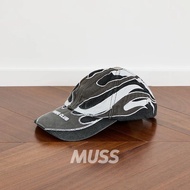 仿THUG CLUB CHOPPER CAP 破壞做舊撞色火焰鉚釘鴨舌帽棒球帽