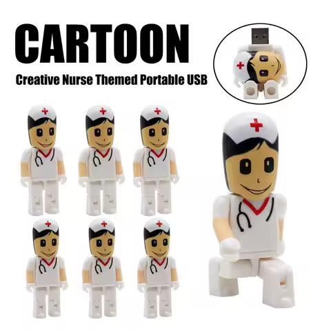 Cartoon Doctor Nurse Model Usb2.0 Flash Drive 64GB 32GB 16GB 8GB Pendrive 4G Memory Storage Usb Stic