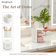[BlF] 360-Degree Rotating Cosmetic Organizer Box Dustproof Multi-Function for Makeup Vanity Storage 