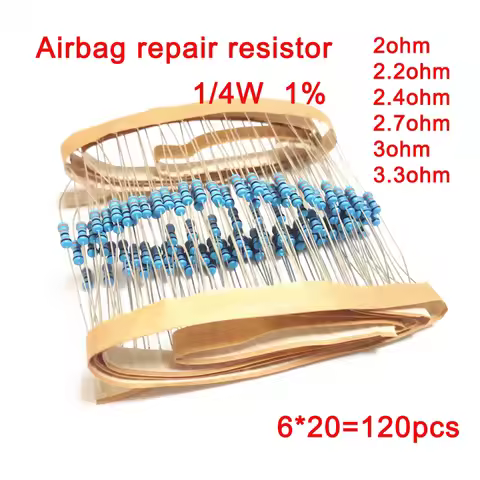 1/4W 1% metal film resistance Car Airbag repair resistor 2ohm 2.2ohm 2.4ohm 2.7ohm 3ohm 3.3ohm 6 typ