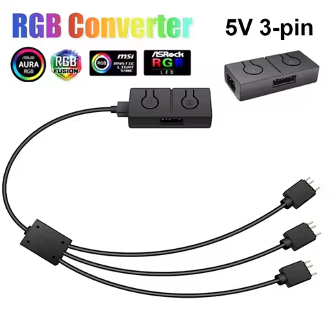 5V/3pin ADD-RGB To 12V/4PIN Adapter Sync with Motherboard 5V ARGB To 12V RGB Converter 50 Color Mode