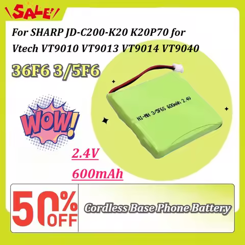 1-50PCS 36F6 3/5F6 2.4V 600mAh Cordless Base Phone Battery for SHARP JD-C200-K20 K20P70 for Vtech VT
