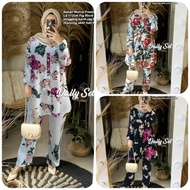 SET TUNIK DAILY ROSE SET WANITA JUMBO XL SETELAN WOLFIS PREMIUM MOTIF