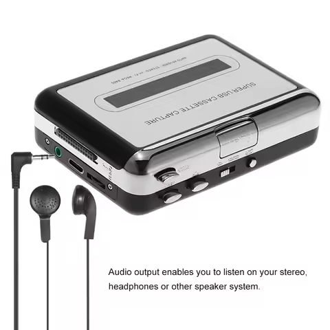 USB Cassette Converter Cassette Tape to MP3 Converter HiFi Sound Quality Portable Music Player with 