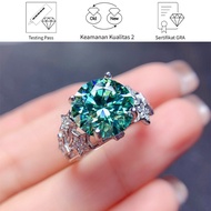 HIJAU Sikroad Ring 5 Carat Moissanite Blue Green Women's New Luxury Ring for Women