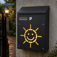 [Shamjina] Decorative Outdoor Wall Mailbox Sun Pattern Vintage Galvanized Secure Parcel Holder Mail 