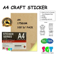 A4 Craft / Kraft Sticker 175gsm ( 100 pcs /pack )