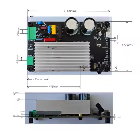 No Hall Three-phase DC FOC Chord Wave 220V 250W Brushless Permanent Magnet Synchronous Motor Drive B