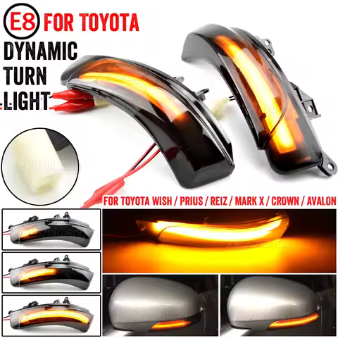 2PCS LED Dynamic Turn Signal Light For Toyota Camry Prius REIZ Wish Mark X Crown Avalon IQ EQ EV SAI