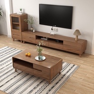 Modern Simple Solid Wood Frame TV Console Cabinet Small Bedroom Living Room Walnut TV Cabinet TV Consoles