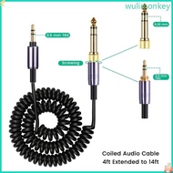 WU 1 5m Spring  Wire Headset Cable Cord with 6 35mm Adapter for WH-1000XM3 XM2 XM4 H900N H800 WH-XB9