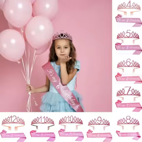 Birthday Tiara Crown Sash Women Girls This Is My 4th 5th 6th 7th 8th 9th 10th 11th 12th 13th 15th 16