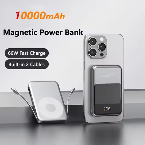 10000mAh Magnetic Power Bank with USB-C Cable 66W Fast Charging Powerbank Wireless Charger For iPhon