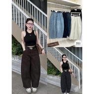 Baggy jeans with curved back pockets and belt 2805