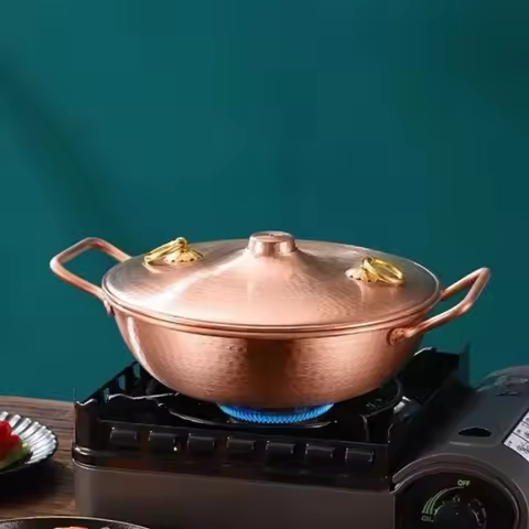 Japanese-style Handcrafted Hammered Copper Pot Chinese Hot Pot Cookware Hotpot Beijing Meat Gas Stov