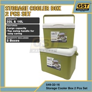 HJC Storage Cooler Box Set 32L + 16L Ice Box Camping Cooler Box Picnic Fishing Cooler 2PCS Set 549-3