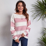 Stripped Hollow Knit Sweater - Trendy Fall Winter Women’s Sweater