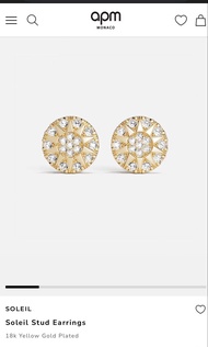 [NEW] APM Monaco SOLEIL 18K Yellow Gold Plated Stud Earrings | 全新耳環