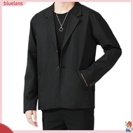   Men Blazer Single-breasted Solid Color Summer Lapel Pockets Jacket for Daily Wear