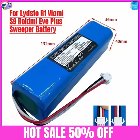 14.4V 12800mAh for Lydsto R1 Viomi S9 Roidmi Eve Plus Sweeper Battery