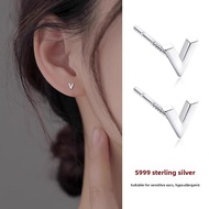 Earring S999 Pure Silver Womens through Body Full Silver Jewelry 2025 New Hot Silver Needle Ear Stic
