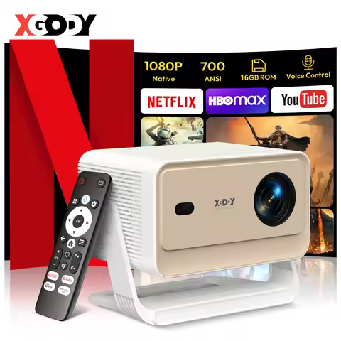 XGODY N6 Pro 700 ANSI Lumens Smart Projector, Netflix Licensed, Native 1080P with HDR10, Auto Focus 