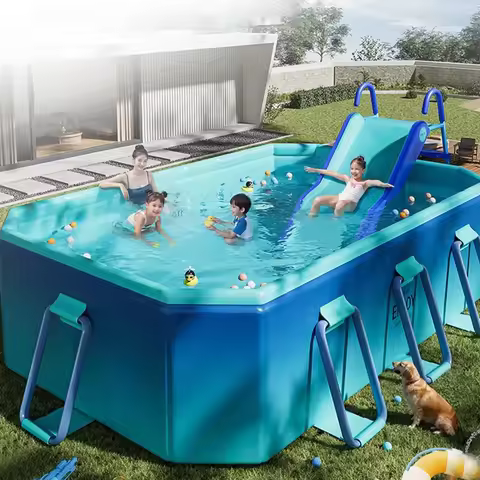 1.8m 2.1m 2.6m 3m PVC Swimming Pool Foldable Non-Inflatable Home Outdoor Garden Backyard Summer Wate