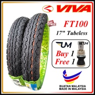 VIVA TUBELESS TYRE FT100 70/90-17 80/90-17 17" FT100 TAYAR TIRE TL 17 INCH BUNGA VIRAL Y15 RSX RS Y1