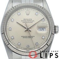 นาฬิกา Rolex Datejust สำหรับผู้ชาย ประดับเพชร 10 เม็ด รุ่น 16234G(X) K18WG/SS ตัวเรือนสีเงินขัดเงา ป