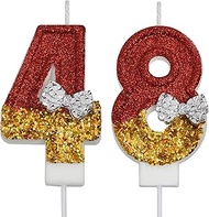 VSHILI 48th 84th Birthday Candles, Red 84 48 Year Old Number Birthday Candles, Happy Birthday Party