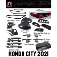 Honda City GN2 2020 - 2021 Side Mirror Oil Tank Head Tail Lamp Handle door switch Cover Carbon Fiber