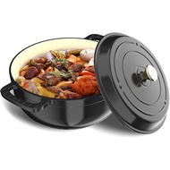 BONNLO 7.5QT Round Dutch Oven, Enameled Cast Iron Dutch Oven Pot with Lid & Dual Handles, Oven Safe 