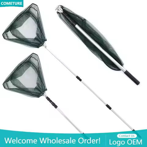 Fishing Net Aluminum Alloy 1.5/1.7/2.1m Retractable Fishing Foldable Landing Pole Folding Landing Ne