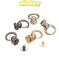 WITAKEY 20Pcs Screwback Screw, DIY with Pull Ring Stud Round Head Nail,  Making Crafts Clothes Bags 