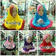 PLAIN CHILDREN'S HIJAB WITH CROSSED PAD WITH FLOWER APPLICATION