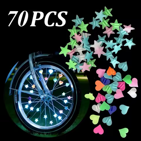 70Pcs Glow-in-the-Dark Bicycle Spoke Beads, Star & Heart Shaped Wheel Decor, Stylish for Night Ridin