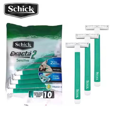 10 Razors/Lot Original SCHICK Exacta 2 Sensitive Disposable Manual Man Face Hair Beard Shaving Vitam