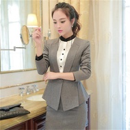 2018 New fashion business women s office suit skirt with Half sleeves blazer set plus size jacket an