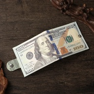 Wallet Men's Short Canvas Foreign Currency Dollars Currency Notes Pattern Money Clip Zero Purses Car