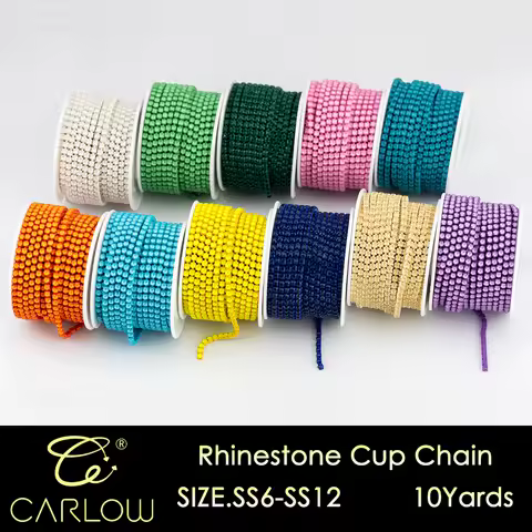 CARLOW SS6-SS12 Shiny Mocha Multi Color Glass Rhinestones Cup Chain AAAAA 10 Yards Stone Chain for C