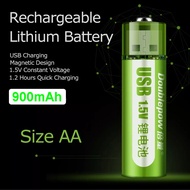 Doublepow AA 900mAh 1.5V Rechargeable 1400mWh USB Charging Li-ion Battery