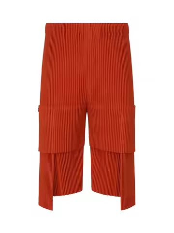 TIANPEI Pleated Plisse Homme Multi Pocket Cargo Short Pants