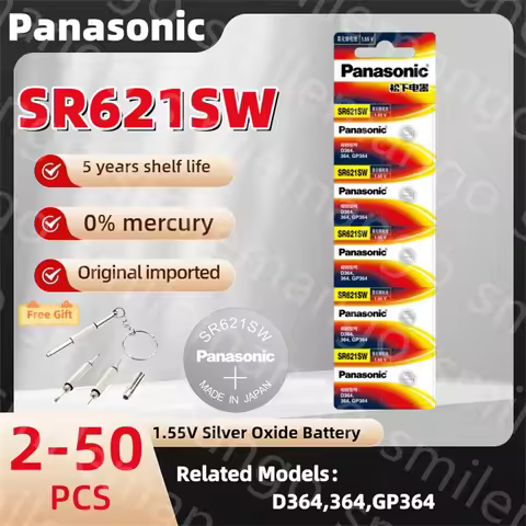 Original Panasonic 2-50PCS 364 SR621SW SR60 1.55V Silver oxide battery Button Battery For Watch Toys