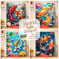 Sawg-framed-40*50-coloring by number painting-digital painting-Koi fish-digital painting-color by nu