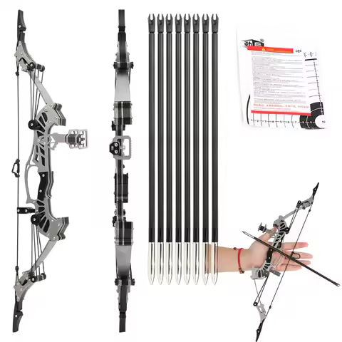 16.4" Mini Bow 16lbs Small Compound Bow Range 40-50m Archery Plastic Arrows Shooting Target Outdoor 
