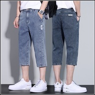 Eight-point Denim Shorts Men Thin Straight Loose 7-point Cropped Pants Men's Casual Middle Pants Str