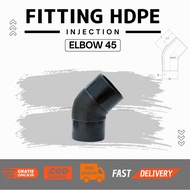 HDPE Pipe Connector Accessories ( HDPE Injection Elbow 45 Fitting° Degree) 3" (90mm) PN 16