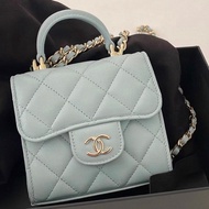 【92新 ✨ 全網最甜價！】Chanel香奈兒 菱格紋 mini 手提woc包 淡藍色 baby blue（下單前先詢問庫存❗️）
